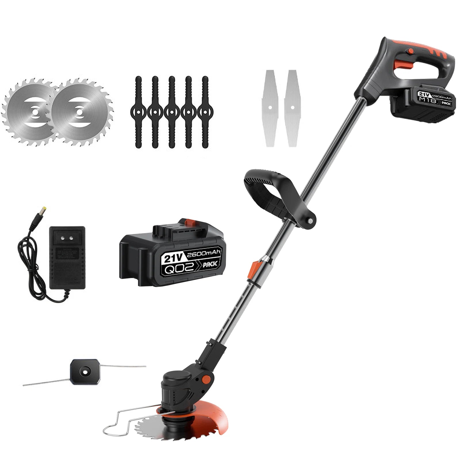 Coupe-bordures électrique sans fil 850 W/650 W avec 2 batteries 21 V