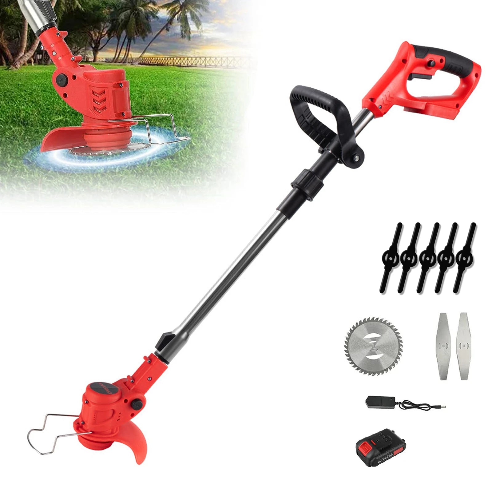 Coupe-bordures électrique sans fil 850 W/650 W avec 2 batteries 21 V