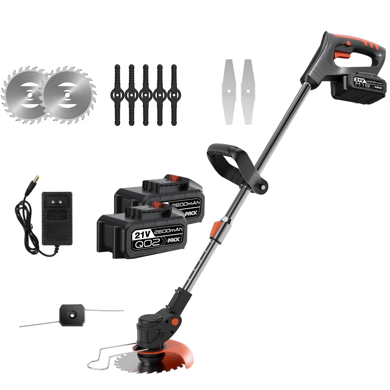 Coupe-bordures électrique sans fil 850 W/650 W avec 2 batteries 21 V