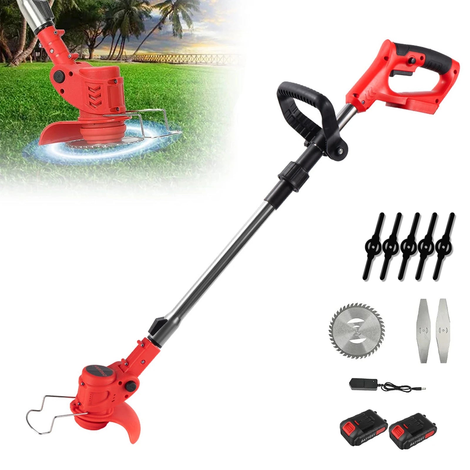 Coupe-bordures électrique sans fil 850 W/650 W avec 2 batteries 21 V