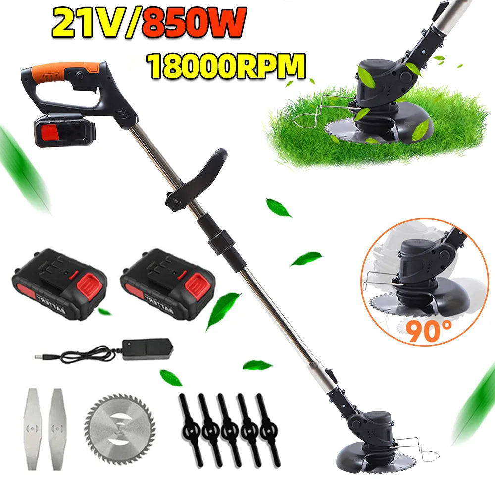 Coupe-bordures électrique sans fil 850 W/650 W avec 2 batteries 21 V