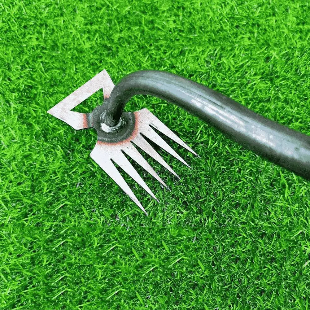 Râteau de jardin manuel 2 en 1 et arrache-racines avec plusieurs options de dents