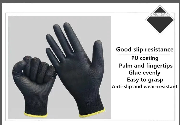 12 paires de gants de sécurité à paume enduite
