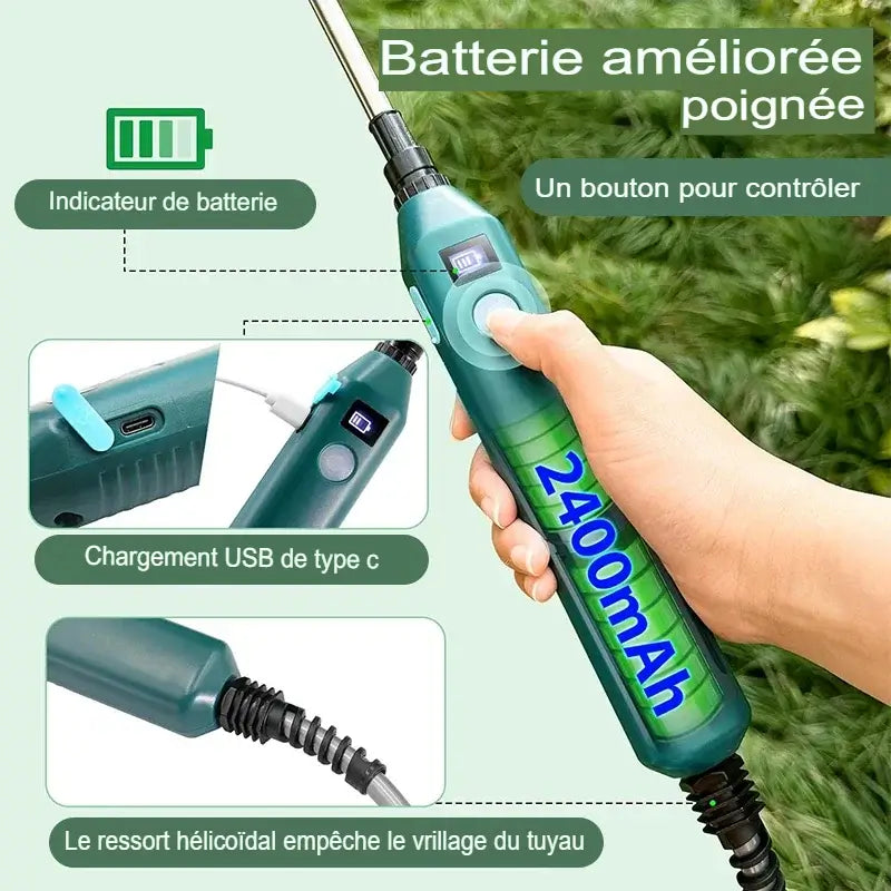 Lance de pulvérisation électrique portable avec 3 buses de brumisation