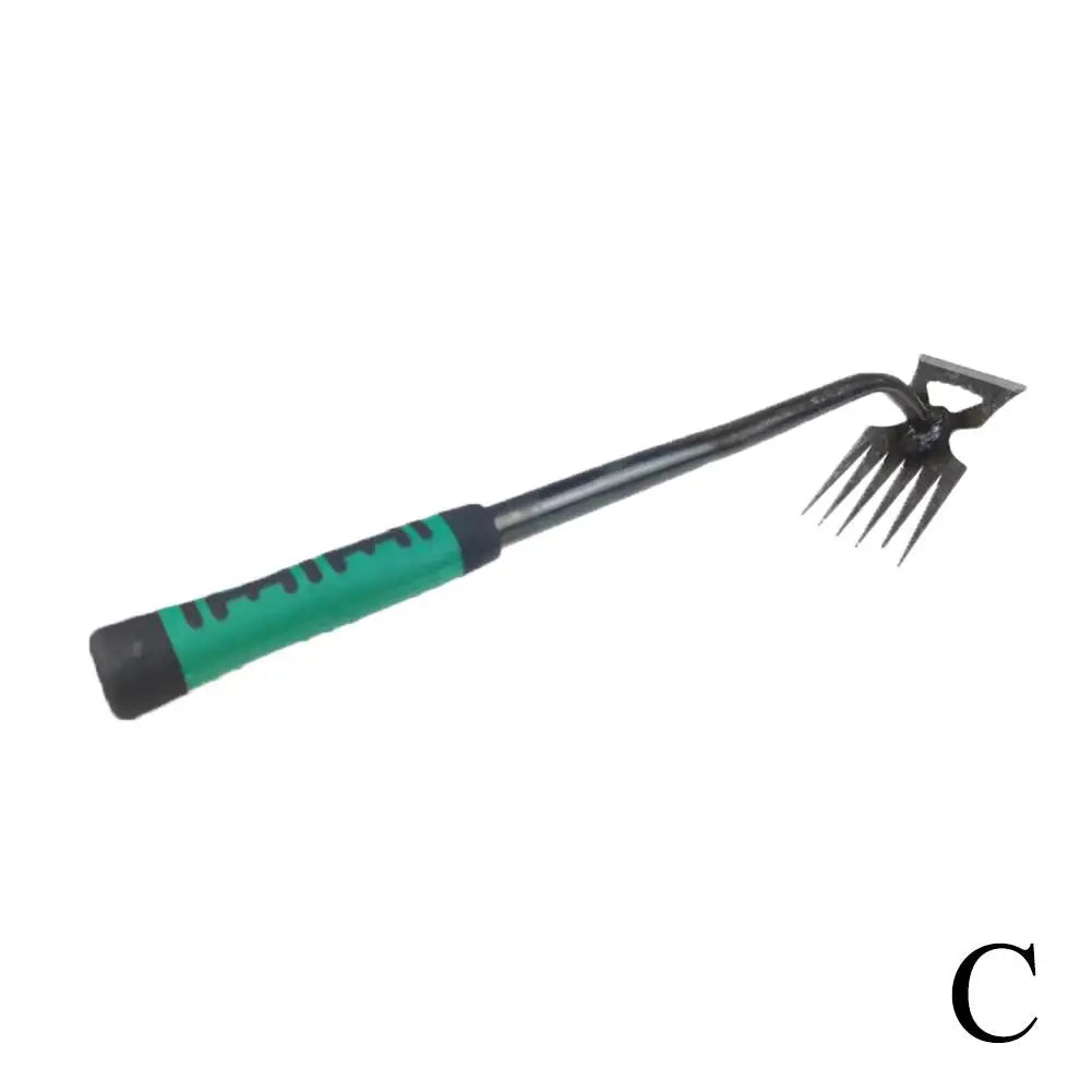 Râteau de jardin manuel 2 en 1 et arrache-racines avec plusieurs options de dents